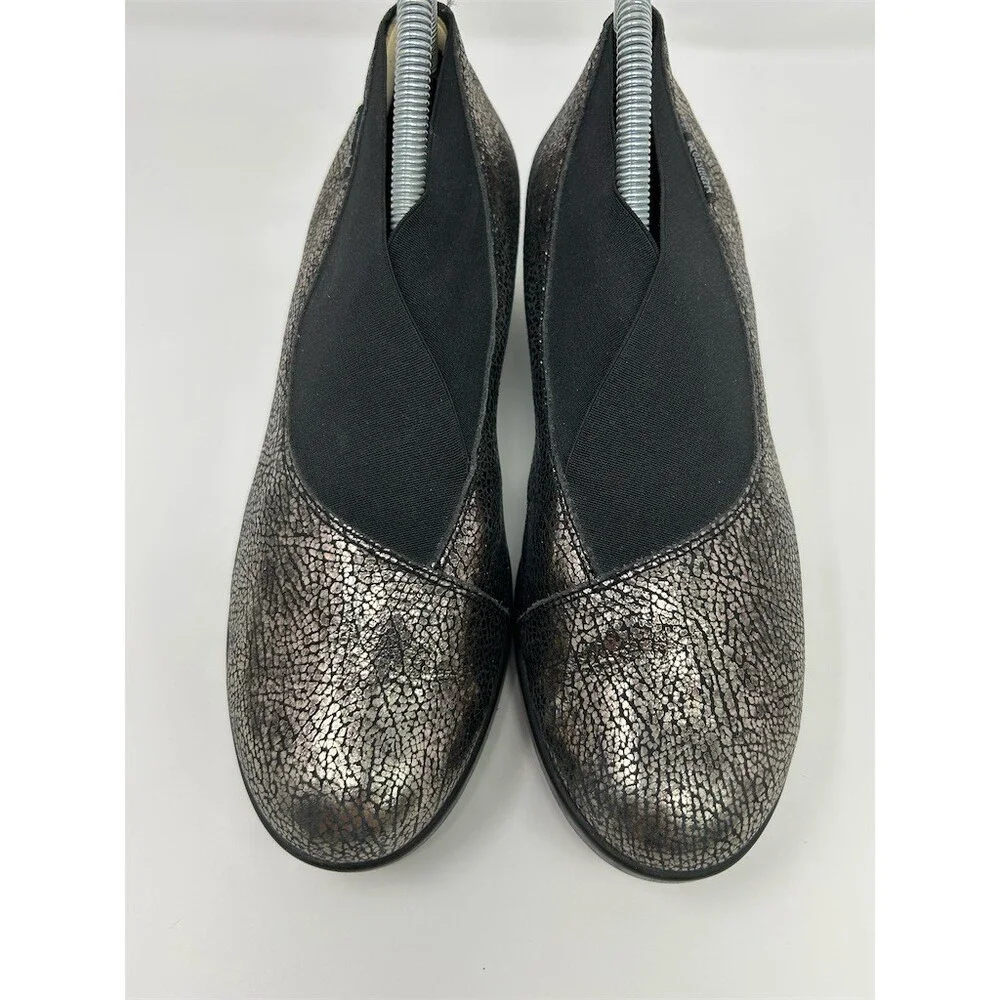 Mephisto Palmyre Womens Slip-On Comfort Flats Black Metallic Crackle Size 7.5